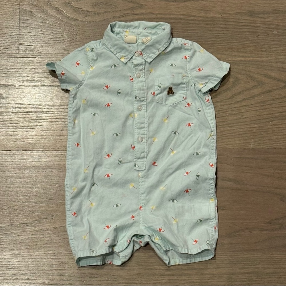 GAP Light Blue Baby Shirt with Umbrella Print